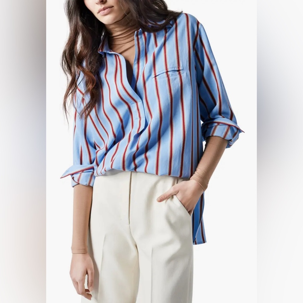 Smythe Stripe Split Neck Top, worn once